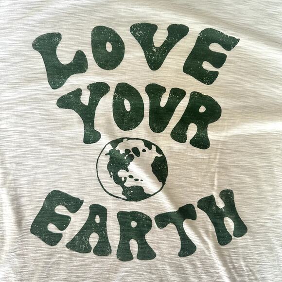MCLA Love Your Earth Modal Cotton Tee, Green on White, Size Large - Picture 4 of 6
